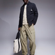 Oversized Wool Bomber Jacket in Mushroom  Finish
